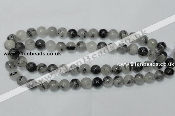 CRU50 15.5 inches 4mm round black rutilated quartz beads wholesale