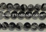 CRU502 15.5 inches 8mm round black rutilated quartz beads wholesale