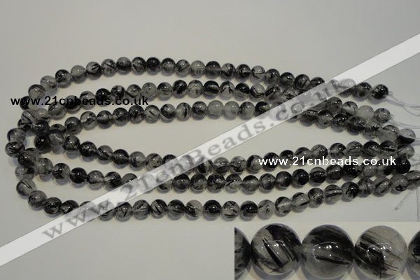 CRU502 15.5 inches 8mm round black rutilated quartz beads wholesale