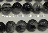 CRU504 15.5 inches 12mm round black rutilated quartz beads wholesale