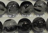 CRU506 15.5 inches 16mm round black rutilated quartz beads wholesale
