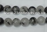 CRU51 15.5 inches 6mm round black rutilated quartz beads wholesale