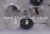 CRU522 15.5 inches 8mm faceted round black rutilated quartz beads