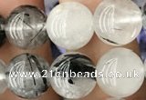 CRU537 15.5 inches 8mm round black rutilated quartz beads wholesale