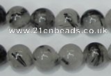 CRU55 15.5 inches 14mm round black rutilated quartz beads wholesale