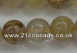 CRU554 15.5 inches 12mm round golden rutilated quartz beads