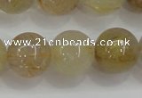 CRU555 15.5 inches 14mm round golden rutilated quartz beads