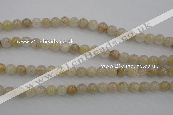 CRU582 15.5 inches 8mm round golden rutilated quartz beads