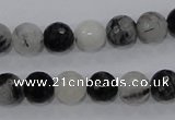 CRU59 15.5 inches 10mm faceted round black rutilated quartz beads