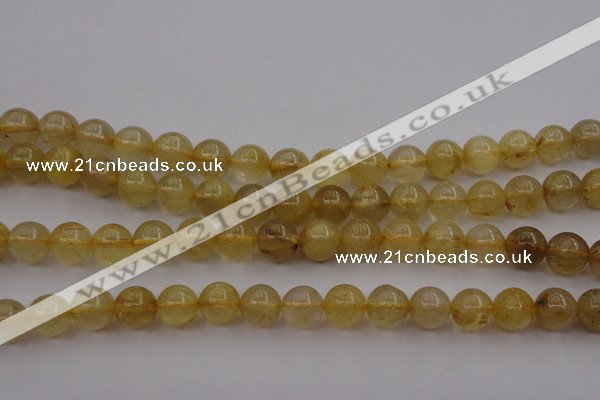 CRU603 15.5 inches 9mm round golden rutilated quartz beads