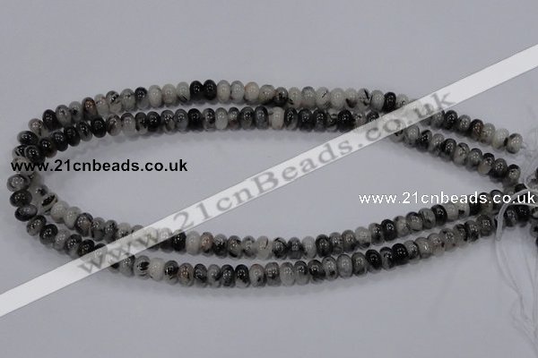 CRU63 15.5 inches 5*8mm rondelle black rutilated quartz beads