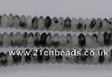 CRU64 15.5 inches 3*6mm rondelle black rutilated quartz beads