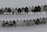 CRU65 15.5 inches 4*8mm rondelle black rutilated quartz beads