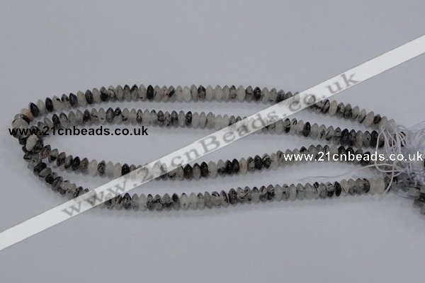 CRU65 15.5 inches 4*8mm rondelle black rutilated quartz beads