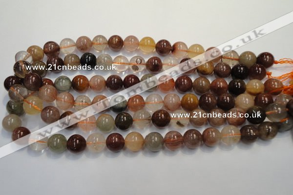 CRU655 15.5 inches 12mm round Multicolor rutilated quartz beads