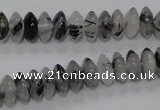 CRU66 15.5 inches 5*10mm rondelle black rutilated quartz beads