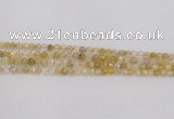 CRU666 15.5 inches 4mm faceted round golden rutilated quartz beads