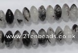 CRU67 15.5 inches 6*12mm rondelle black rutilated quartz beads