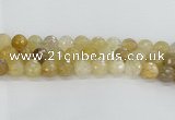 CRU670 15.5 inches 12mm faceted round golden rutilated quartz beads