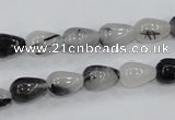 CRU68 15.5 inches 8*12mm teardrop black rutilated quartz beads