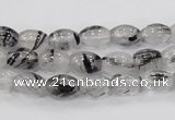 CRU71 15.5 inches 8*10mm rice black rutilated quartz beads wholesale