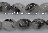 CRU72 15.5 inches 12*16mm rice black rutilated quartz beads wholesale