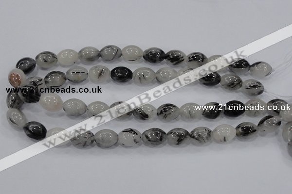 CRU72 15.5 inches 12*16mm rice black rutilated quartz beads wholesale