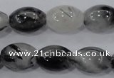 CRU73 15.5 inches 13*18mm rice black rutilated quartz beads wholesale