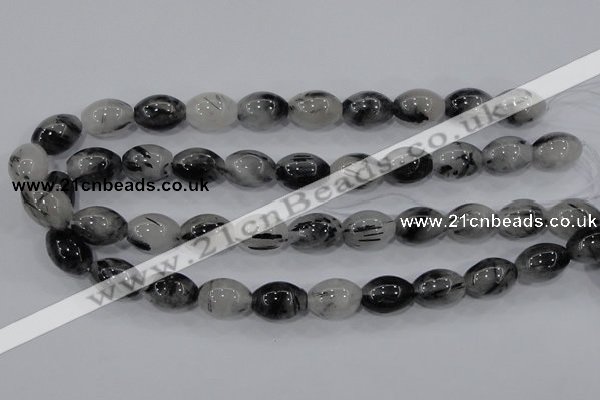 CRU73 15.5 inches 13*18mm rice black rutilated quartz beads wholesale