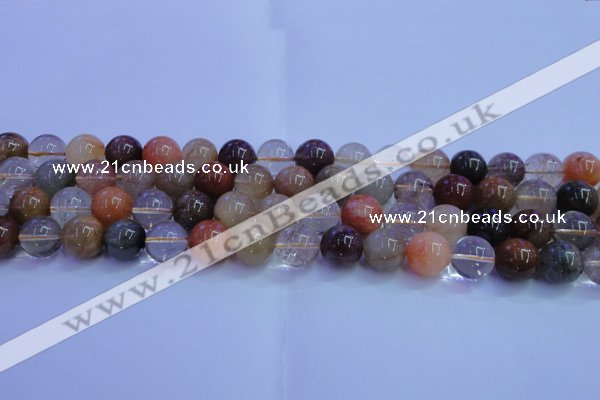 CRU753 15.5 inches 10mm round Multicolor rutilated quartz beads