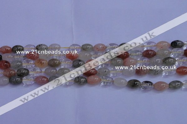 CRU760 15.5 inches 8*10mm rice Multicolor rutilated quartz beads