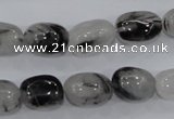 CRU77 15.5 inches 10*14mm nugget black rutilated quartz beads