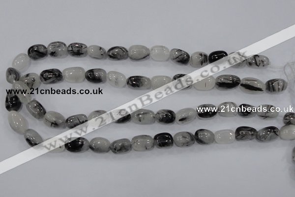 CRU77 15.5 inches 10*14mm nugget black rutilated quartz beads