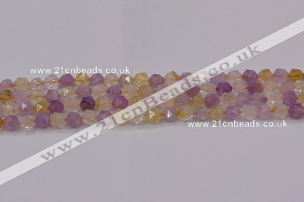 CRU772 15.5 inches 8mm faceted nuggets lavender amethyst & citrine beads