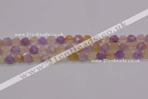 CRU773 15.5 inches 10mm faceted nuggets lavender amethyst & citrine beads