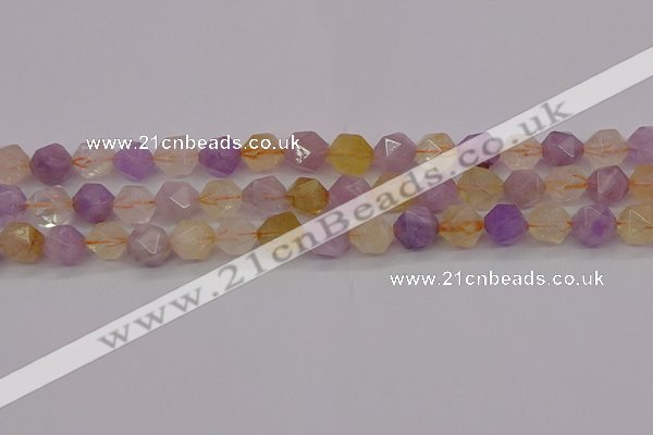 CRU774 15.5 inches 12mm faceted nuggets lavender amethyst & citrine beads