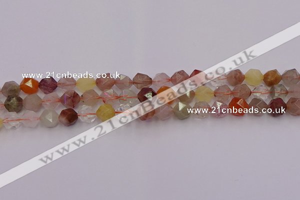 CRU777 15.5 inches 8mm faceted nuggets mixed rutilated quartz beads