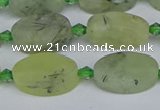 CRU782 15.5 inches 11*18mm oval green rutilated quartz beads