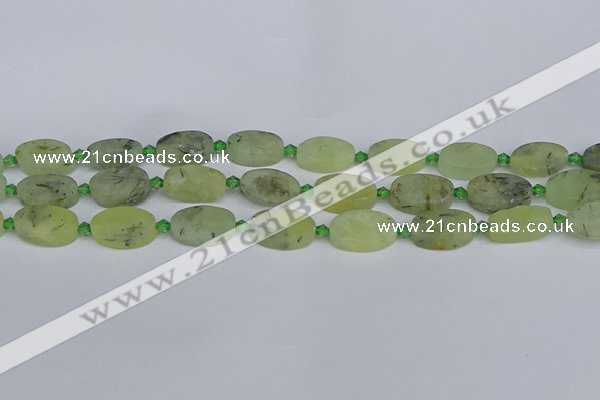 CRU782 15.5 inches 11*18mm oval green rutilated quartz beads