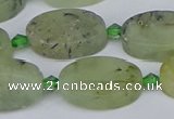 CRU783 15.5 inches 13*20mm oval green rutilated quartz beads