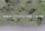 CRU792 15.5 inches 8mm faceted nuggets green rutilated quartz beads