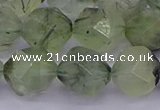 CRU794 15.5 inches 12mm faceted nuggets green rutilated quartz beads