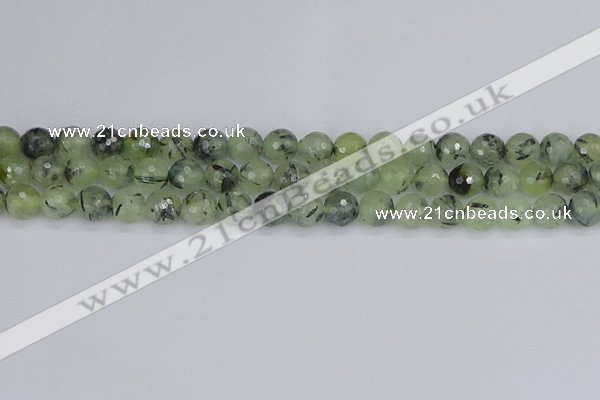 CRU802 15.5 inches 8mm faceted round prehnite gemstone beads