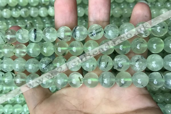 CRU813 15.5 inches 10mm round green rutilated quartz beads