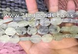 CRU818 15.5 inches 12*16mm oval matte green rutilated quartz beads