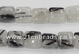 CRU84 15.5 inches 10*10mm square black rutilated quartz beads