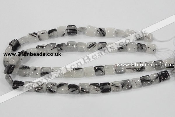 CRU84 15.5 inches 10*10mm square black rutilated quartz beads