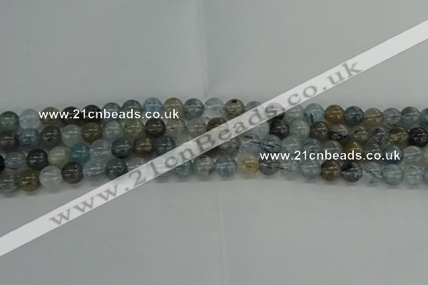 CRU852 15.5 inches 8mm round blue rutilated quartz beads