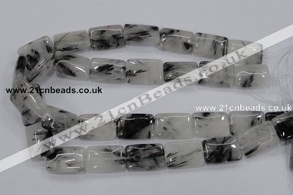 CRU86 15.5 inches 18*25mm rectangle black rutilated quartz beads