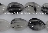 CRU87 15.5 inches 15*20mm flat teardrop black rutilated quartz beads